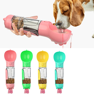 Portable Multifunction Dog Water Bottle Food Feeder For Big Dogs 3 In 1 Poop Dispenser Puppy Pet Travel Drinking Bowls