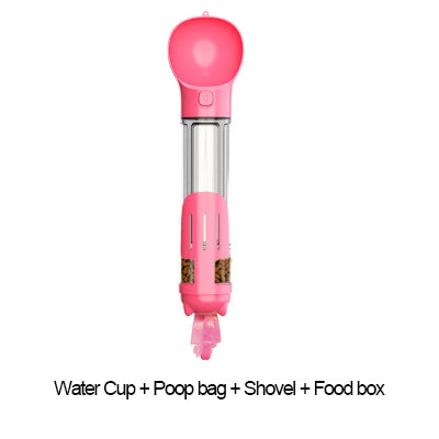 Portable Multifunction Dog Water Bottle Food Feeder For Big Dogs 3 In 1 Poop Dispenser Puppy Pet Travel Drinking Bowls