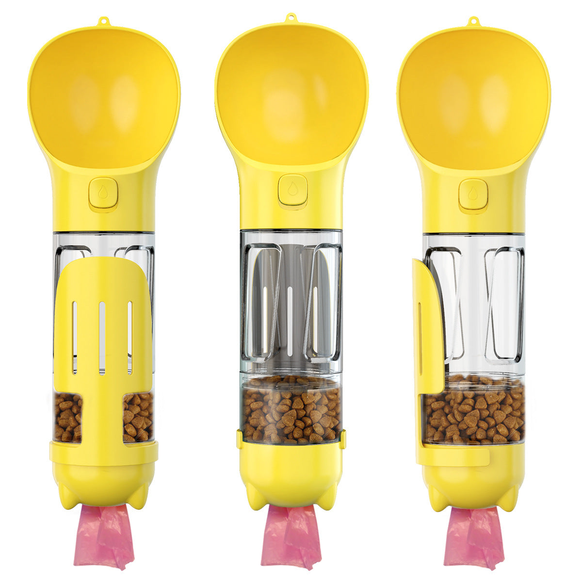 Portable Multifunction Dog Water Bottle Food Feeder For Big Dogs 3 In 1 Poop Dispenser Puppy Pet Travel Drinking Bowls
