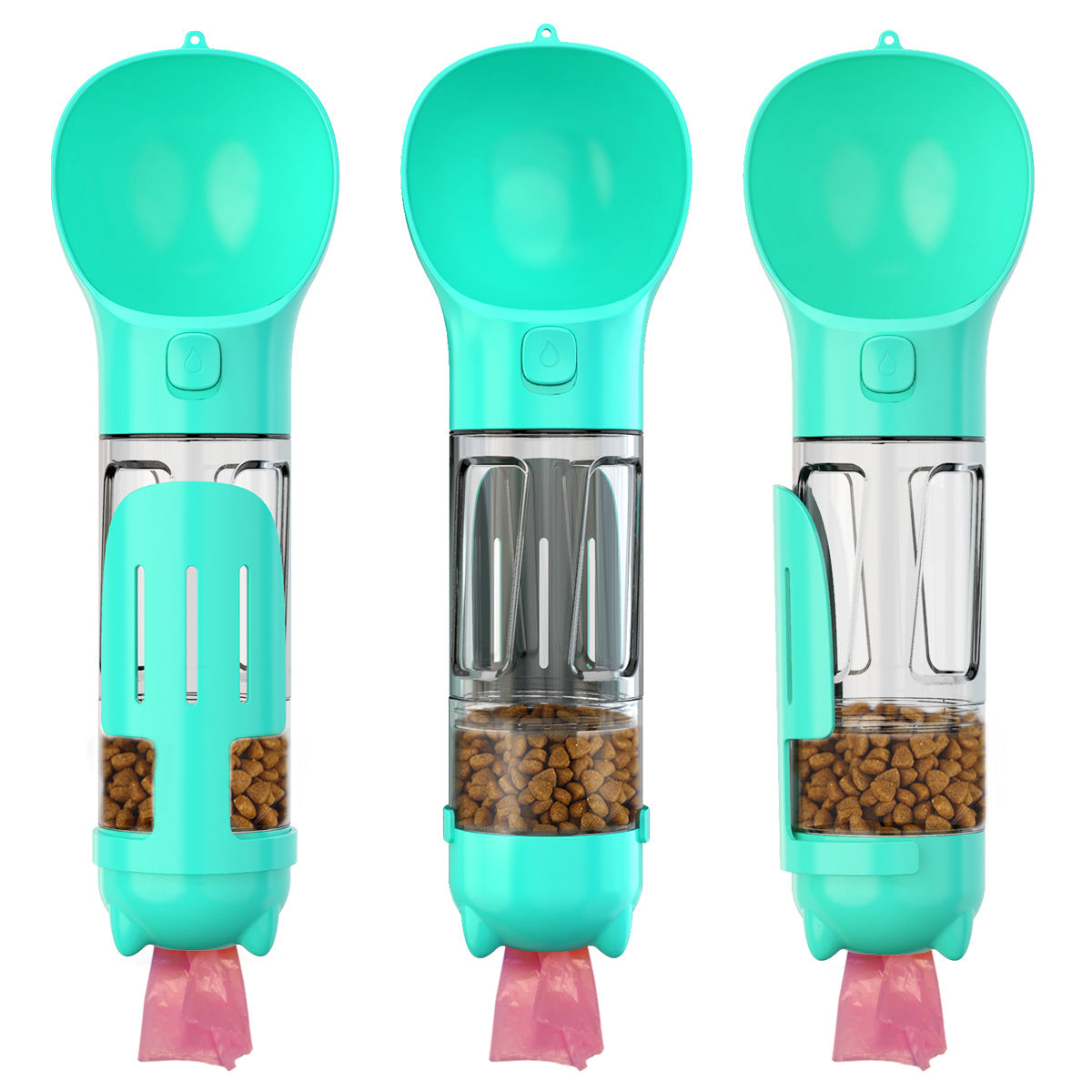 Portable Multifunction Dog Water Bottle Food Feeder For Big Dogs 3 In 1 Poop Dispenser Puppy Pet Travel Drinking Bowls