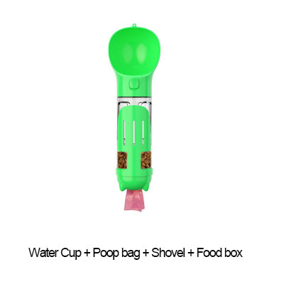 Portable Multifunction Dog Water Bottle Food Feeder For Big Dogs 3 In 1 Poop Dispenser Puppy Pet Travel Drinking Bowls