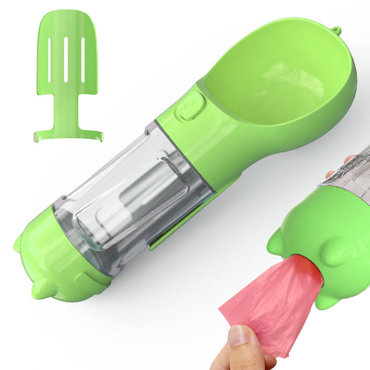 Portable Multifunction Dog Water Bottle Food Feeder For Big Dogs 3 In 1 Poop Dispenser Puppy Pet Travel Drinking Bowls