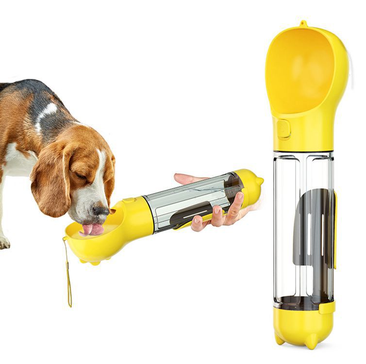 Portable Multifunction Dog Water Bottle Food Feeder For Big Dogs 3 In 1 Poop Dispenser Puppy Pet Travel Drinking Bowls