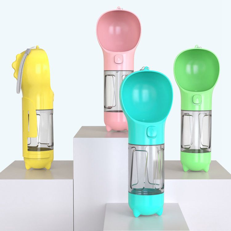 Portable Multifunction Dog Water Bottle Food Feeder For Big Dogs 3 In 1 Poop Dispenser Puppy Pet Travel Drinking Bowls